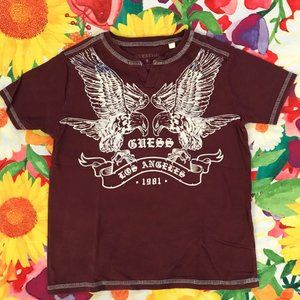 Guess Kids Burgundy Red Eagle Graphic Print T-Shirt 8